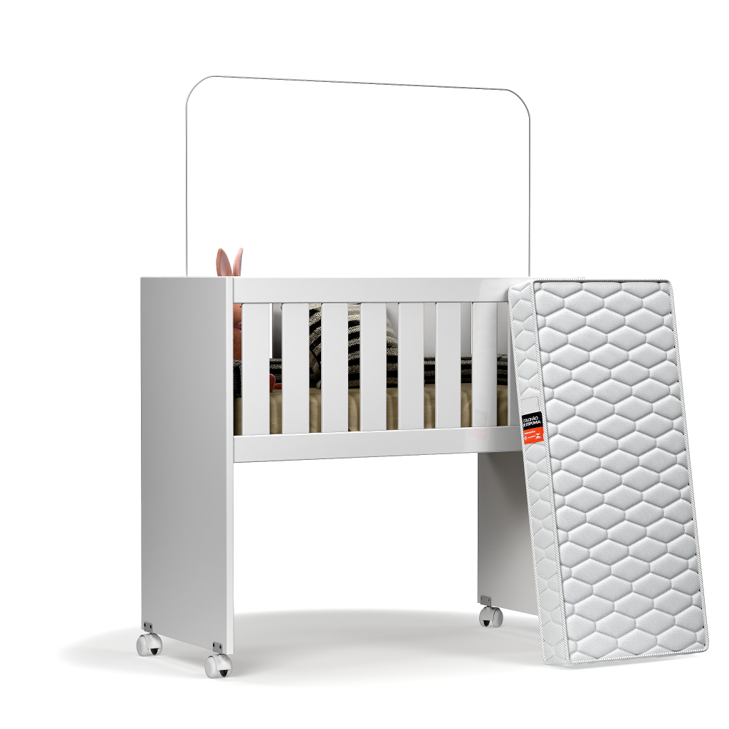 Berço Moisés Rubi MDF com Colchão 5 em 1 Mini Berço Portátil Quarto Bebê