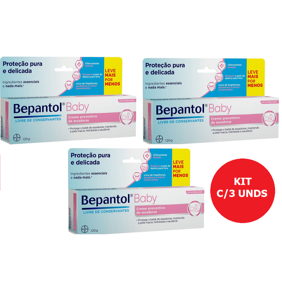 KIT C/3 Bepantol Baby Creme 120G – Pomada De Assadura Original