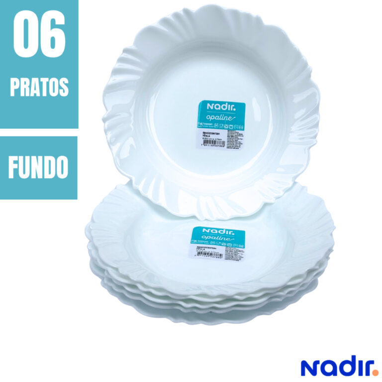 Prato Fundo Opaline Pétala Branco Kit 6 Vidro Tem