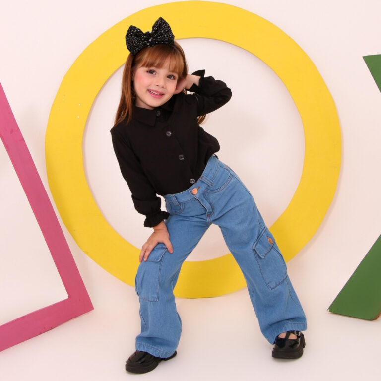 Calça Cargo Wid Leg Infantil Juvenil Crianca Calc