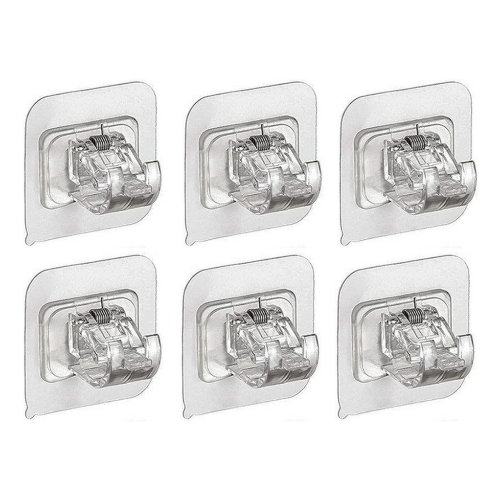 Kit Até 16 Suporte Varão Haste Cortina Adesivo Dupla Face Até 4kg Sem Furar Instala Sem Prego