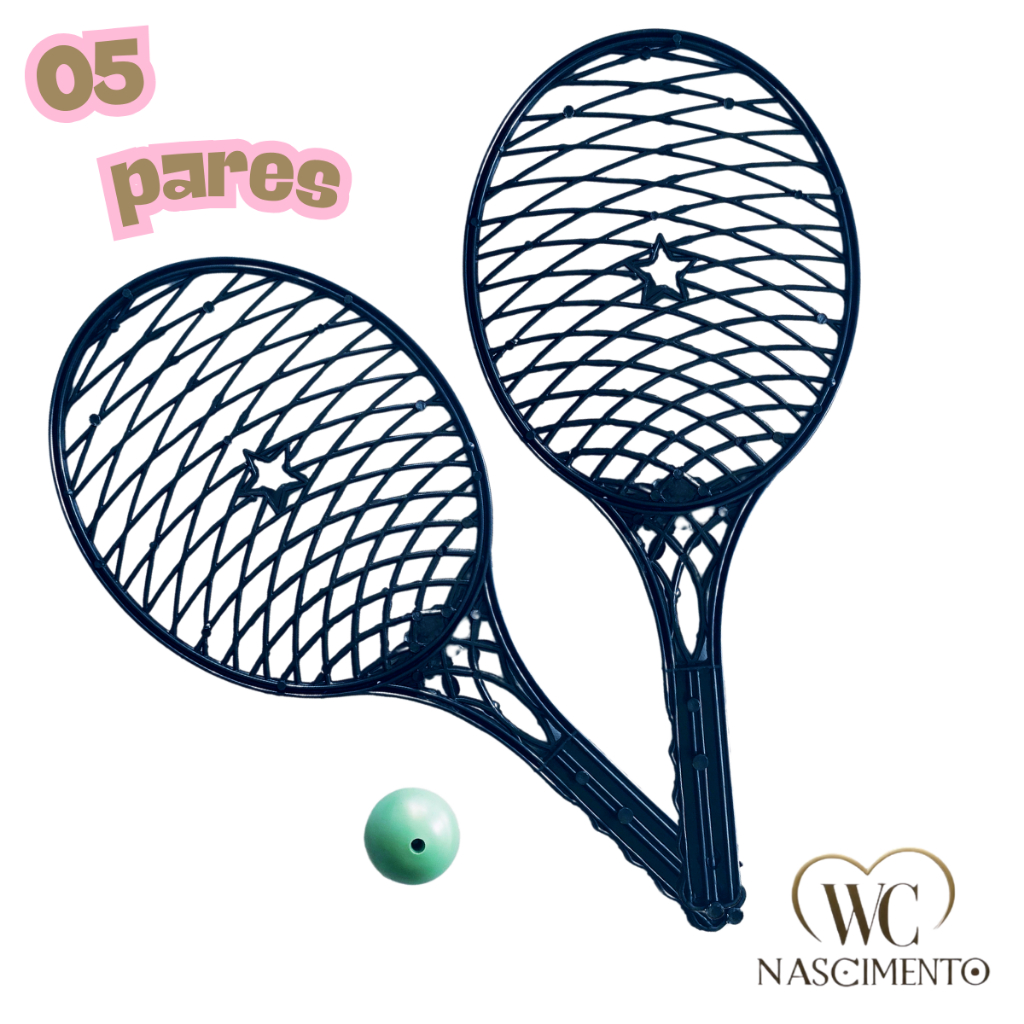 Kit c/ 05 PARES de Raquete de Squash de Plástico Leve Durável e Perfeita Para Iniciantes Praia Espor