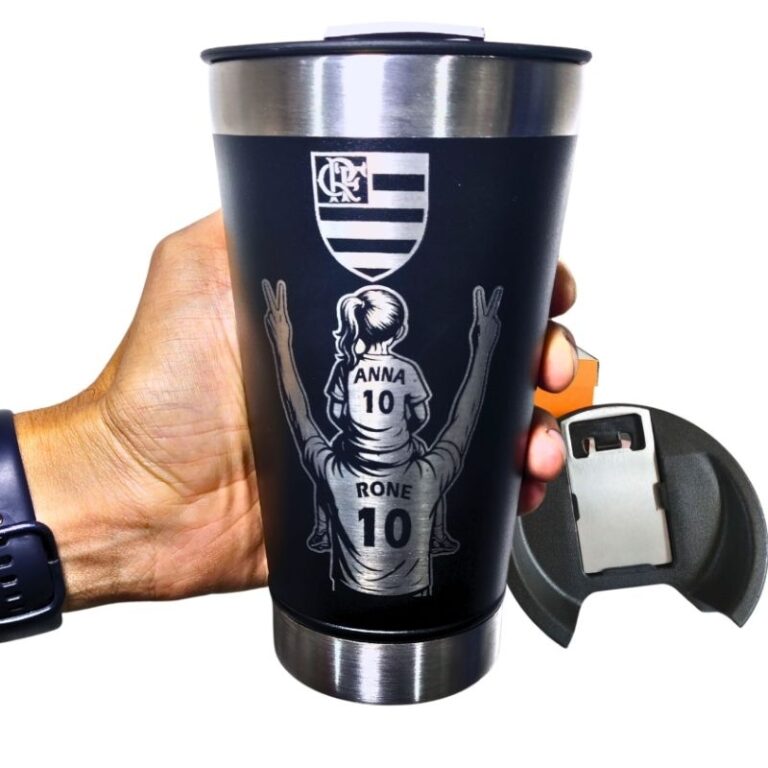 Copo do Flamengo Pai e Filho personalizado Preto T