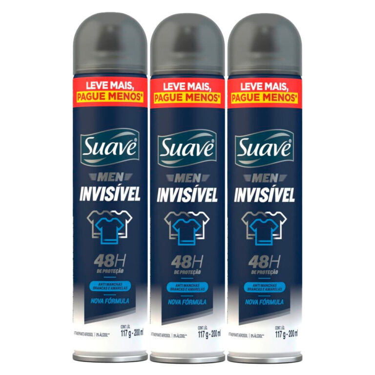Kit 3 Desodorante Aerosol Suave Invisível 48 Hora