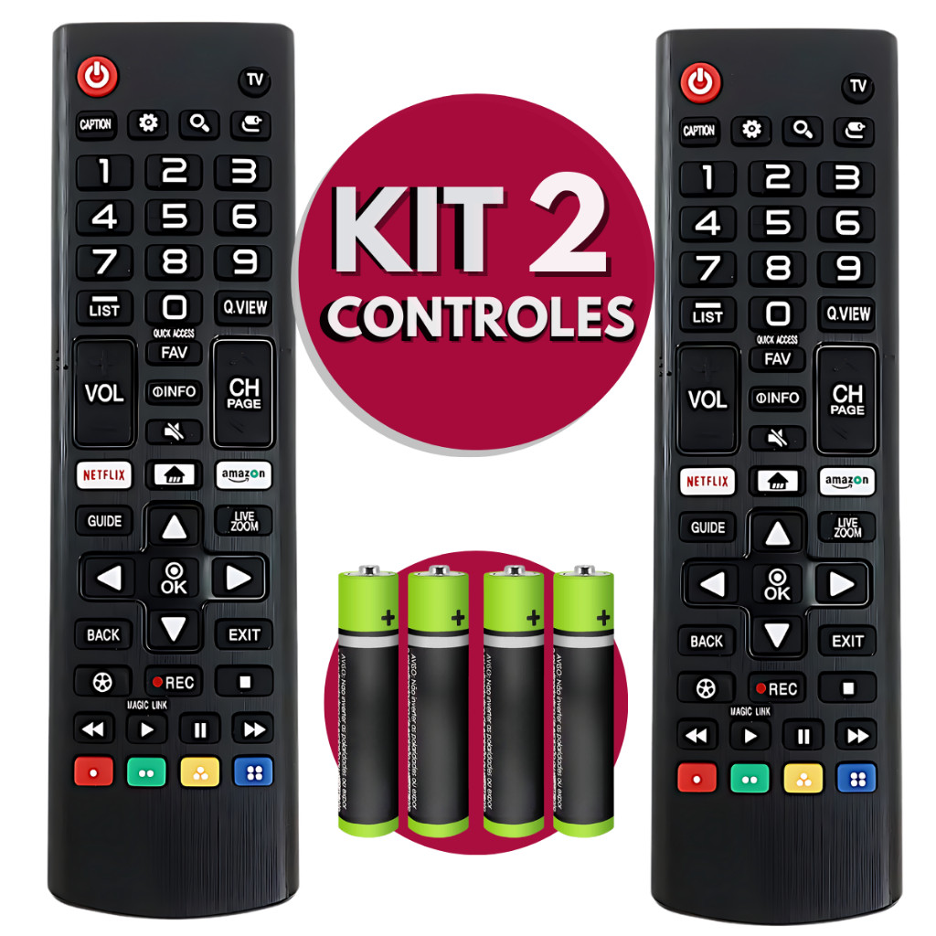 KIT 02 Controle Remoto PARA TV LG Generico Smart 4K LED LCD 24 32 40 43 50 55 65 Polegadas