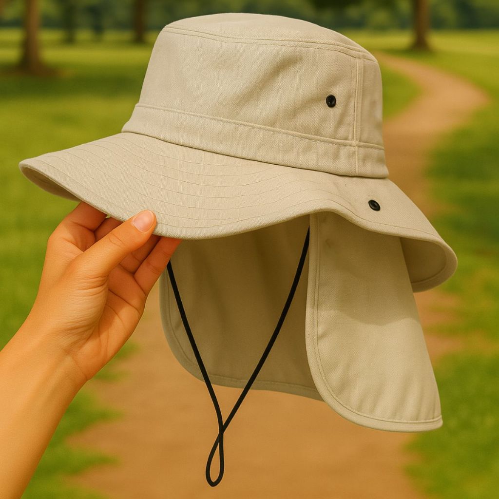 Chapéu com Protetor de Pescoço e Aba Larga  Estilo Australiano para Esportes ao Ar Livre