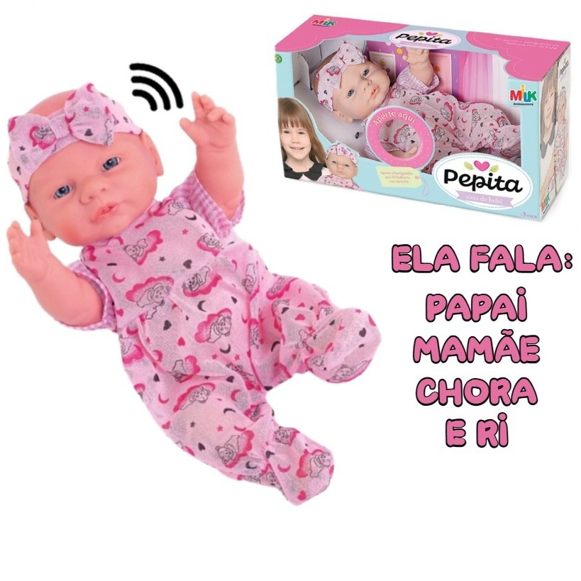 Boneca Que Fala Pepita Com Sons De Bebê – Milk Brinquedos –