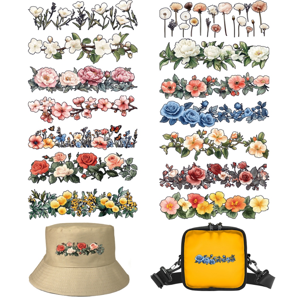 Conjunto De Flores De Transferência De Calor , Vinil , Fácil Impressão Para Roupas , Adesivos , Vest