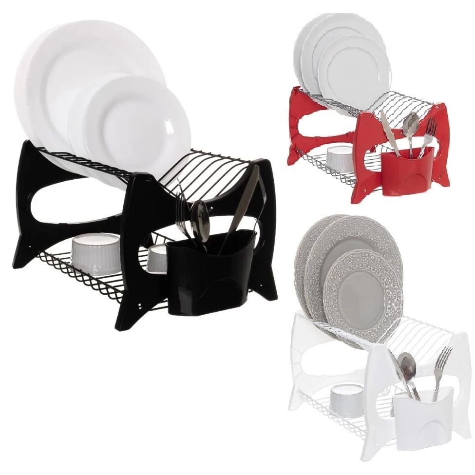 Escorredor de Louças Duplo 13 Pratos Porta Talher Cozinha Bancada Metaltru