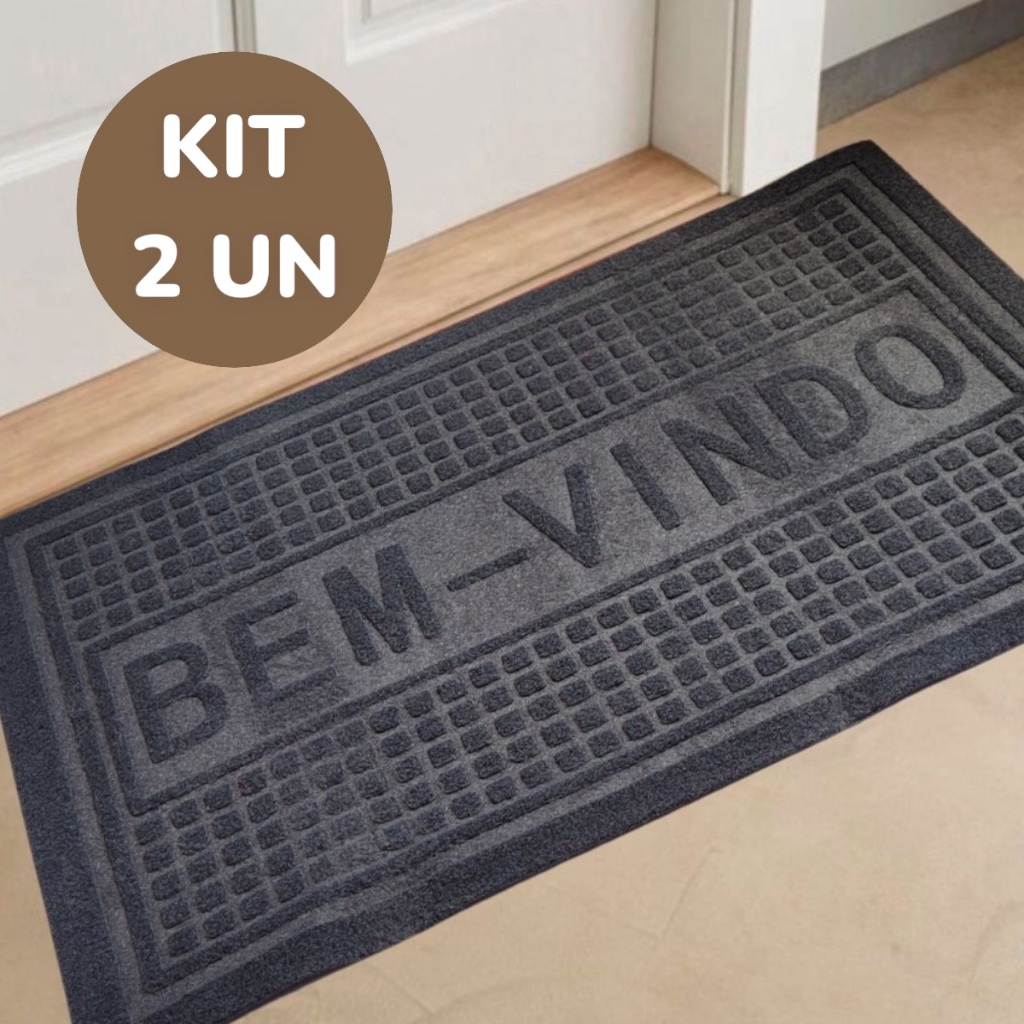 Kit 2 Tapetes Bem Vindo Capacho Antiderrapante Para Porta 60x40cm Lavável Envio Rapido Full