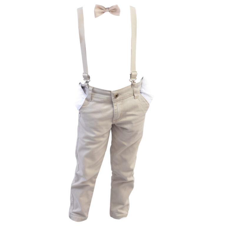Kit Calça Sarja + Suspensório E Gravata Varias c