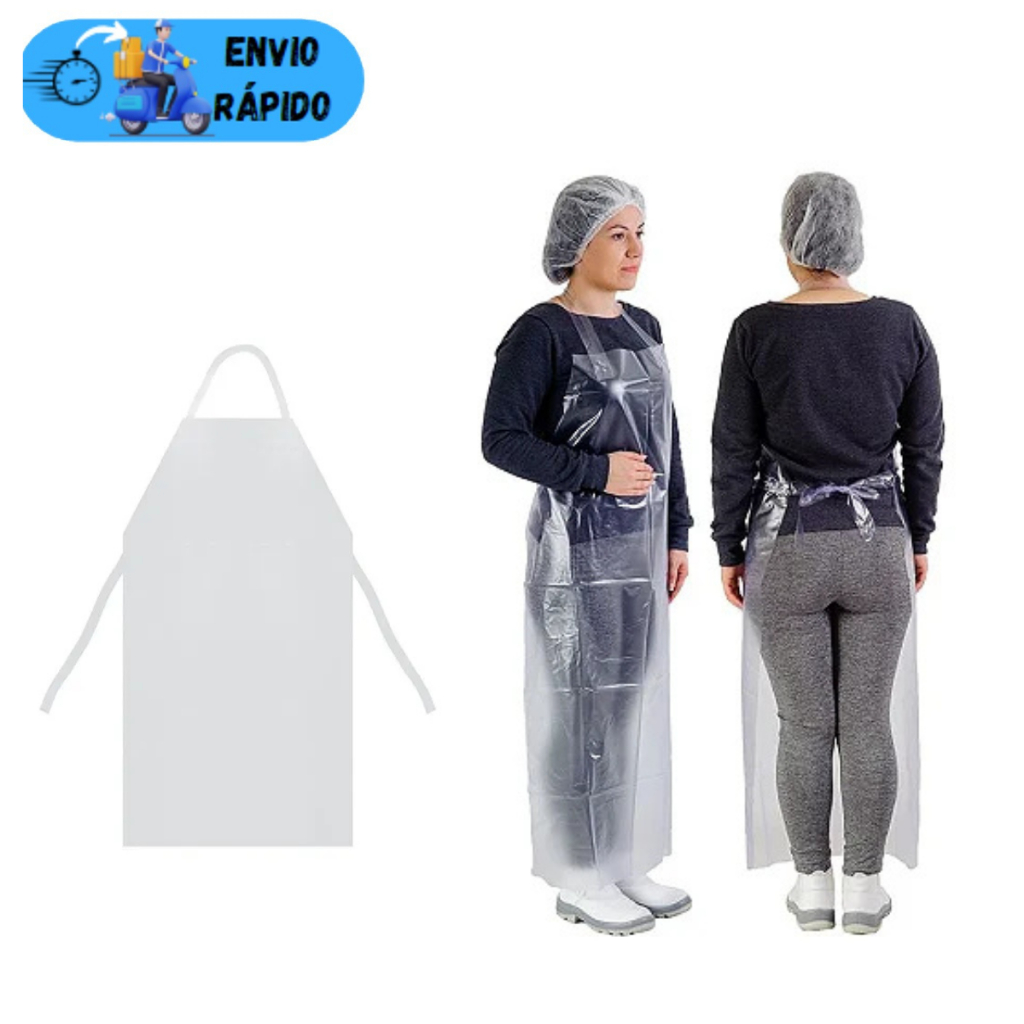 KIT 02 AVENTAL TRANSPARENTE DE VINIL COZINHA 1,20 x 70cm PROTEÇÃO EPI IMPERMEÁVEL LIMPEZA AÇOGUEIRO