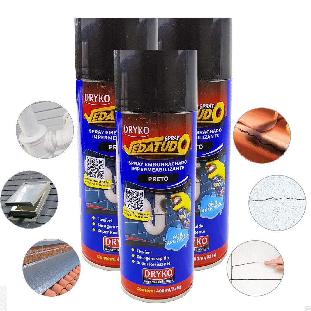 Kit 3 Borrachas Manta Líquida Impermeabilizante Vedatudo Para Telhado/Cantos/Juntas/Concreto 400ml