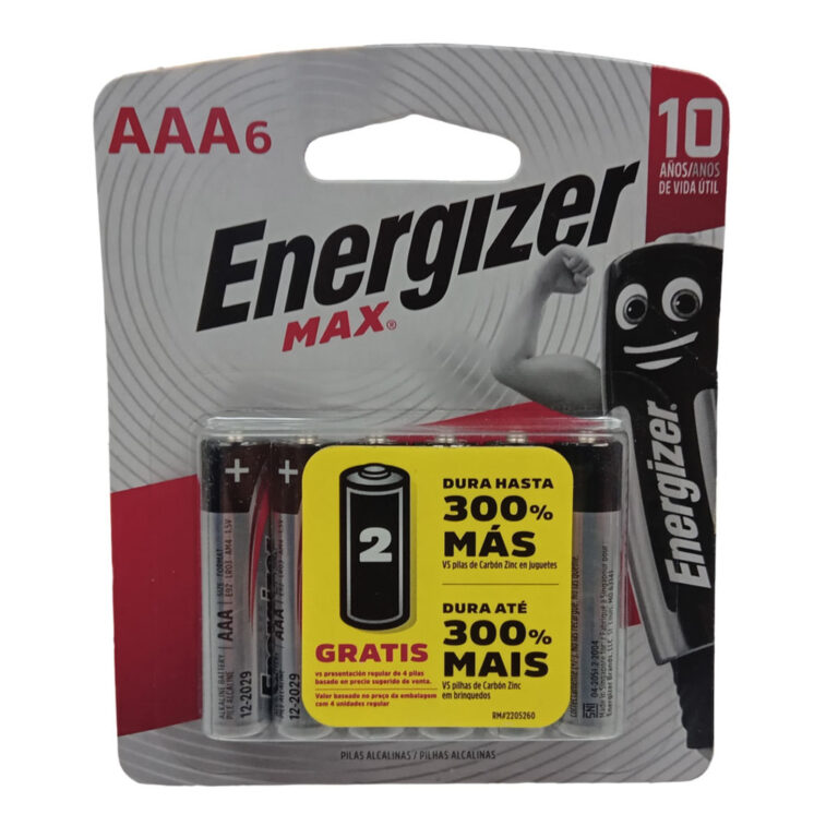 Pilha Energizer Max Palito Aaa6 – Embalagem 