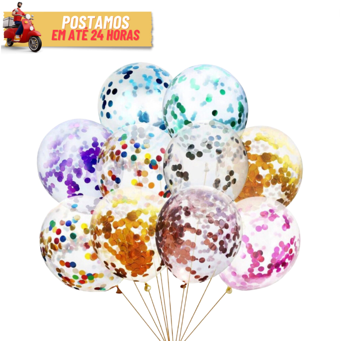 Kit Balão com Confete Metalizado – Festa Ev