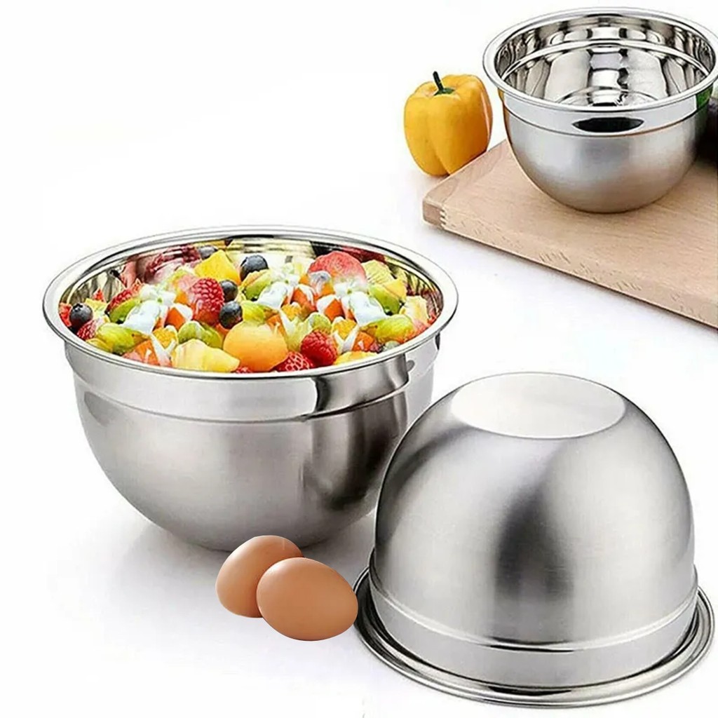 Kit 2 Tigelas Bowl Aço Inox Massas Doces Bolos Alimentos Culinária Cozinha