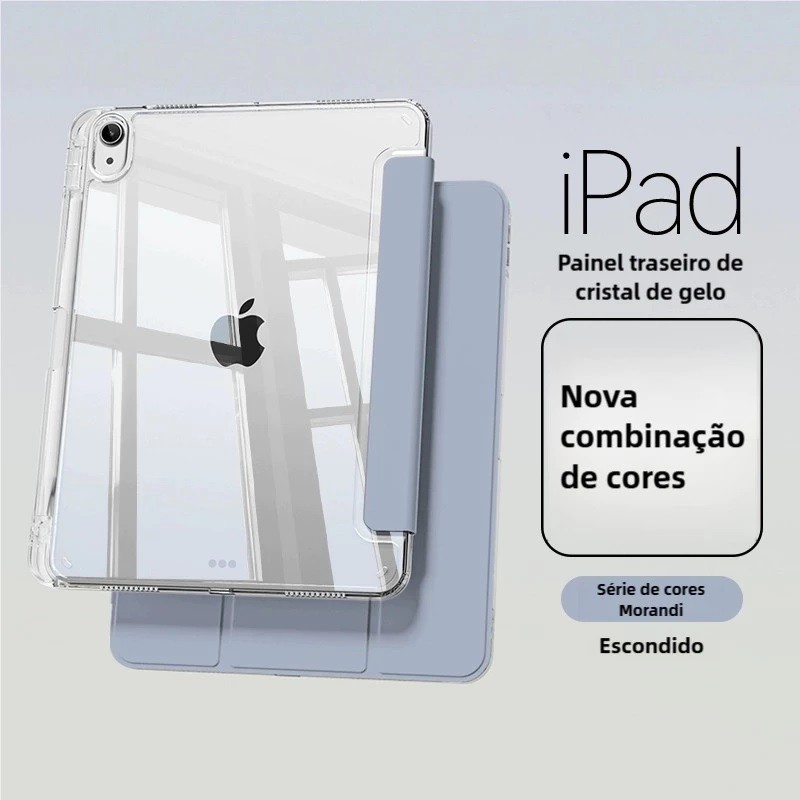 Capa Transparente Proteção Para ipad 7/8/9/10/11(A16)/Pro 11 , Air 4/5/M2/ M3 com suporte para canet