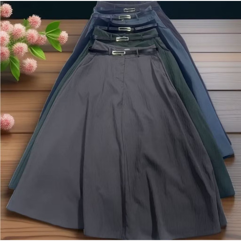 Saia Longa Rodada Feminina Alfaiataria Moda Evangélica Casual Básica Inverno Cintura Alta Elegante T