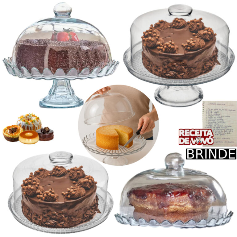 Boleira De Vidro Com Tampa Pé Bolo Doces Mesa Red