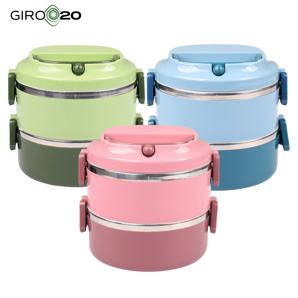 Marmita Lancheira Aço Inox Térmica 1.4L 2 Andares Com Alça