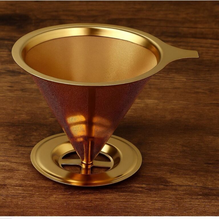 Coador de Café Dourado Inox Filtro Reutilizável 