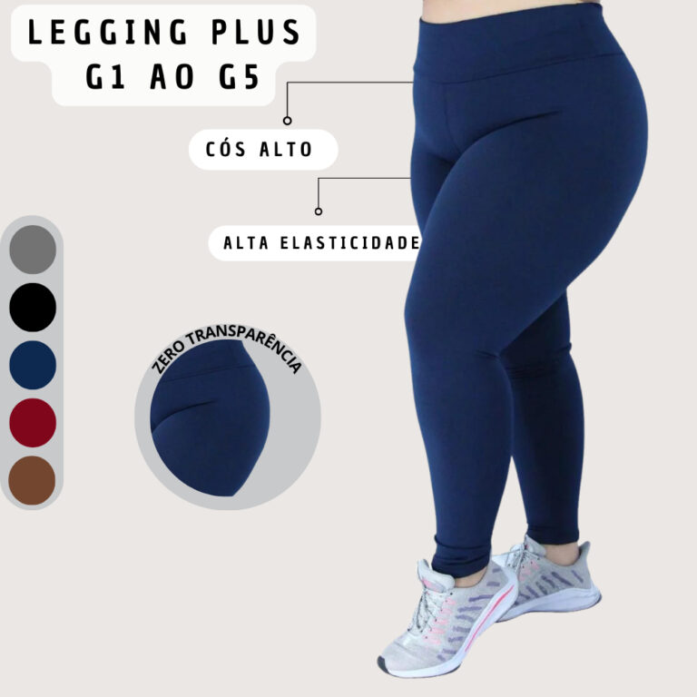 Legging Plus Size Suplex Cintura Alta Costura Refo