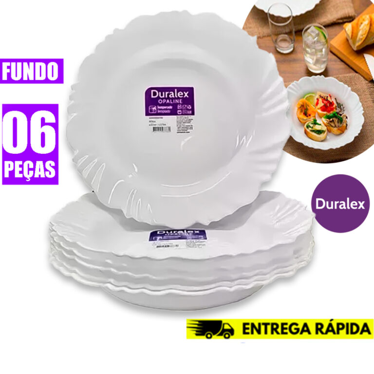 Kit 6 Pratos Fundo Duralex Vidro Opaline Pétala B
