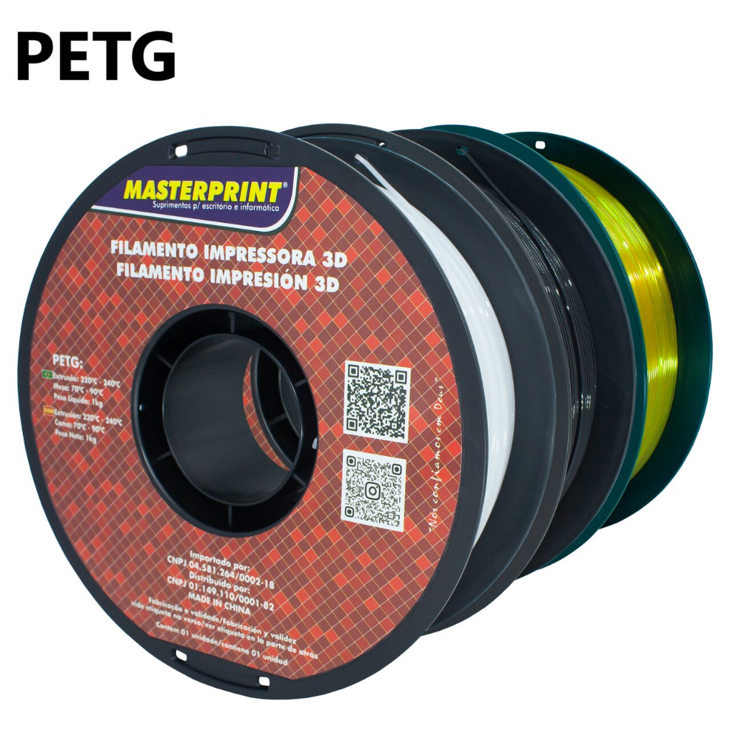 Filamento PETG 3D 1.75mm 1KG Cores a escolha para Impressora 3D Masterprint