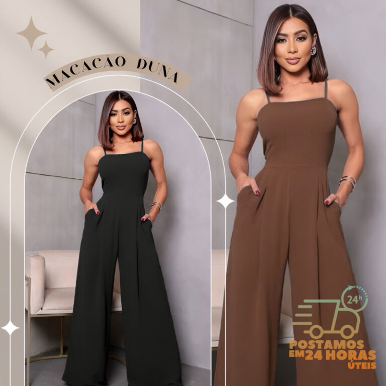 MACACÃO FEMININO PANTALONA COM ALÇA REGULÁVEL T