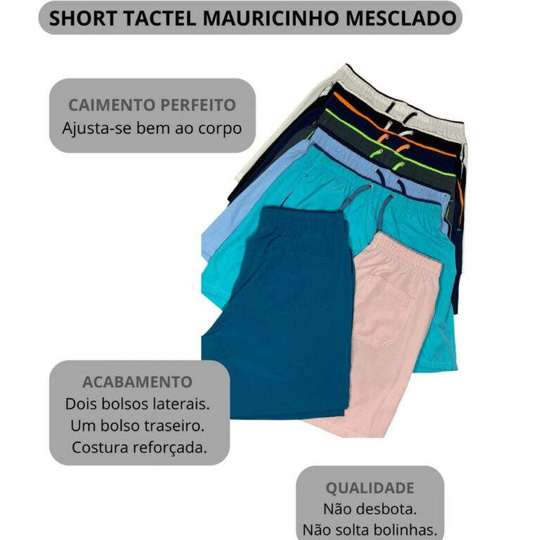 Kit Shorts Tactel Masculino Lisa Bermuda Premium P