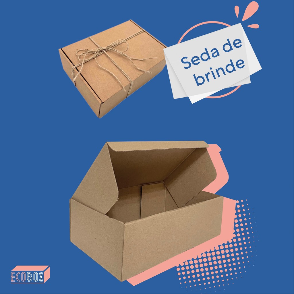 Kit Caixas de Papelão Kraft Para Envios E-commerce 27x18x9cm Resistente Para Lojas Roupas Cosméticos