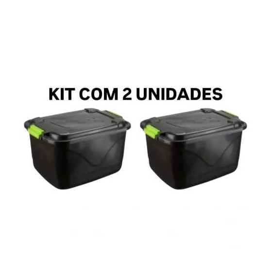 Kit 2 Caixa Organizadora 30 Litros Grande C/Tampa 