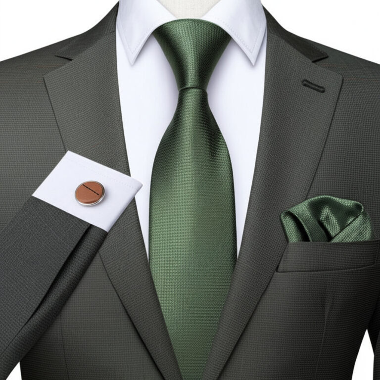 Gravata com Lenço kit cor Verde Oliva ENVIO IMEDI