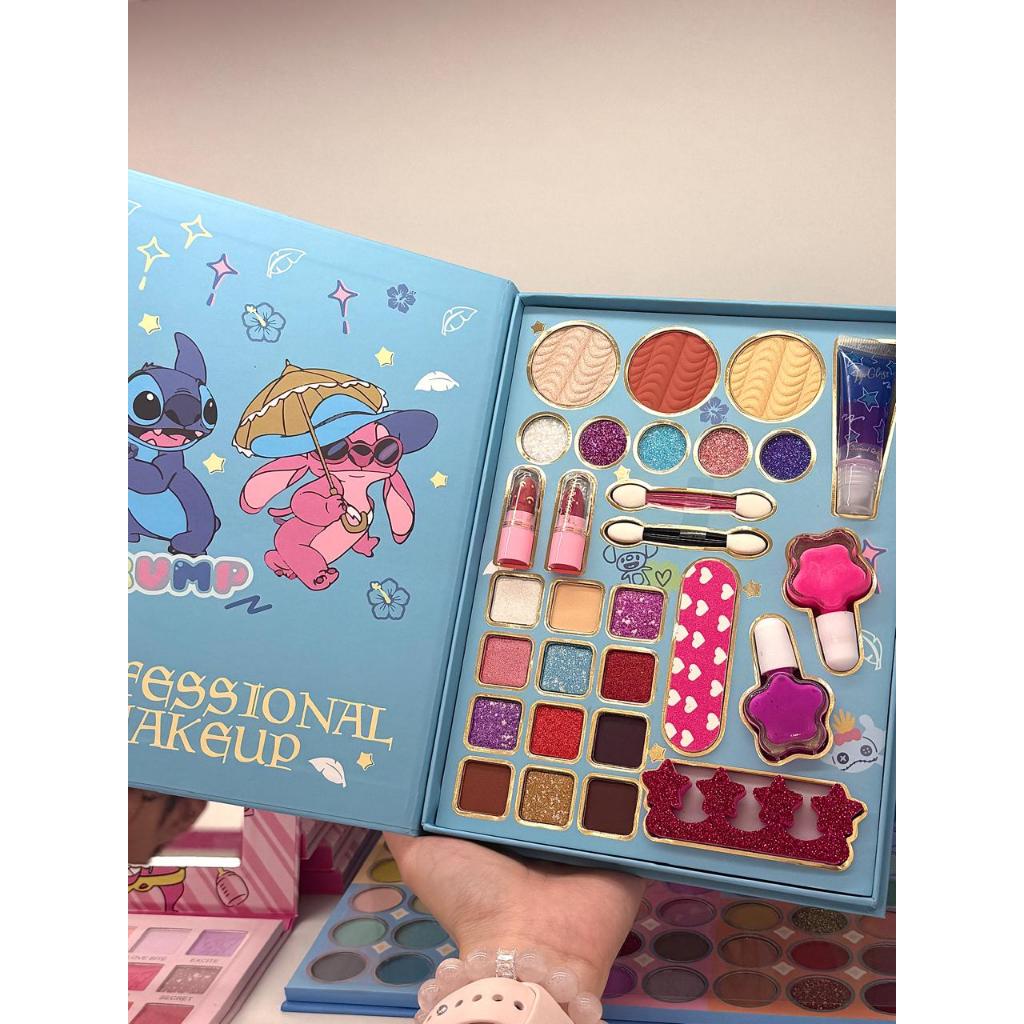 Kit Maquiagem Infantil Disney Stitch Hello Kitty Paleta de Sombras Divertido
