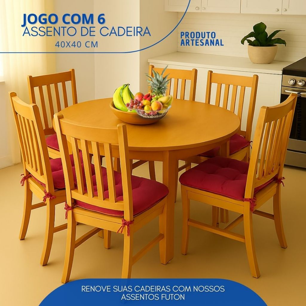 Kit Com 6 Almofadas/Assento ou encosto Para Cadeira Futon 40×40 cm