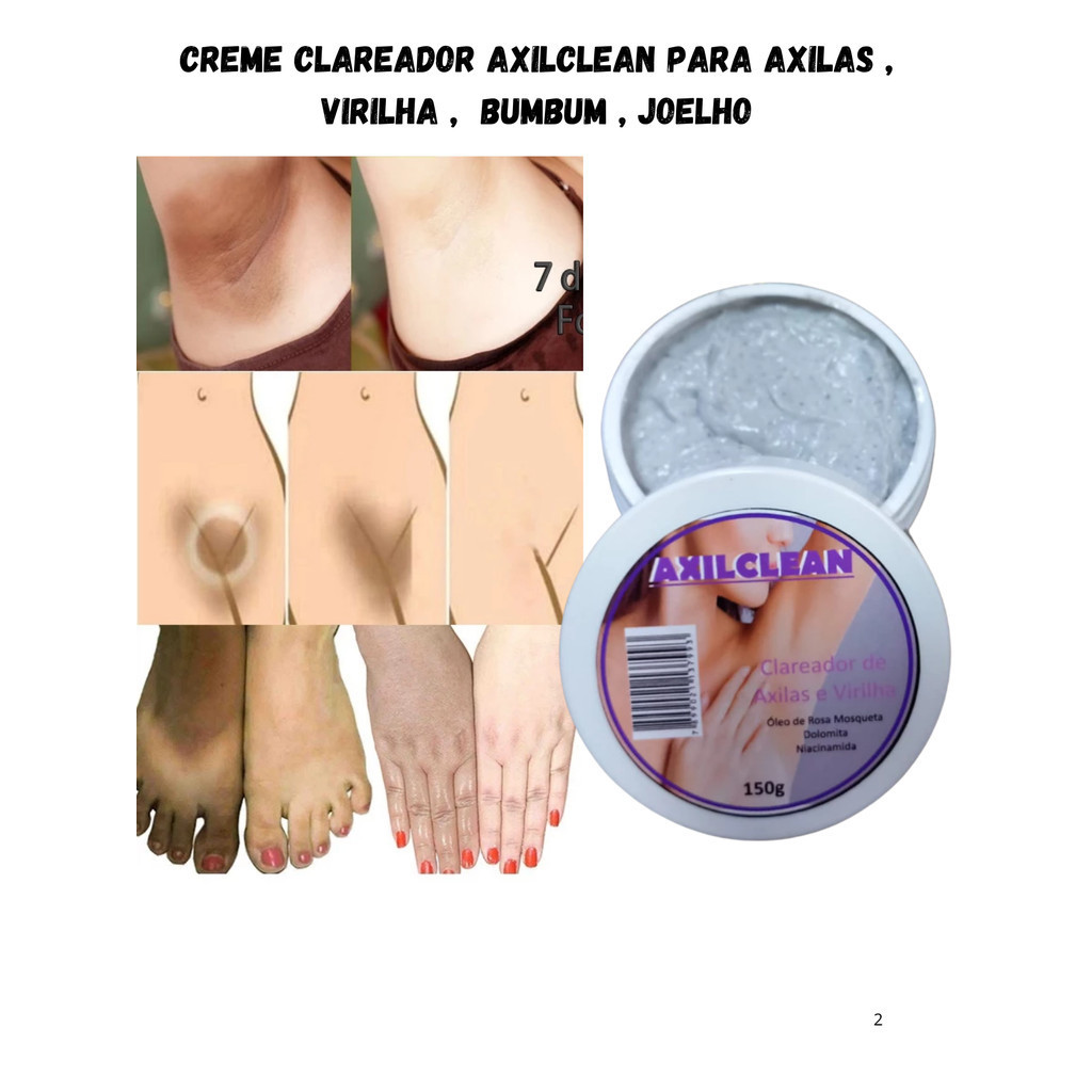 Creme Super Clareador Axilclean Clareamento Corporal Clareadora/Axilas/Pernas/Virilhas