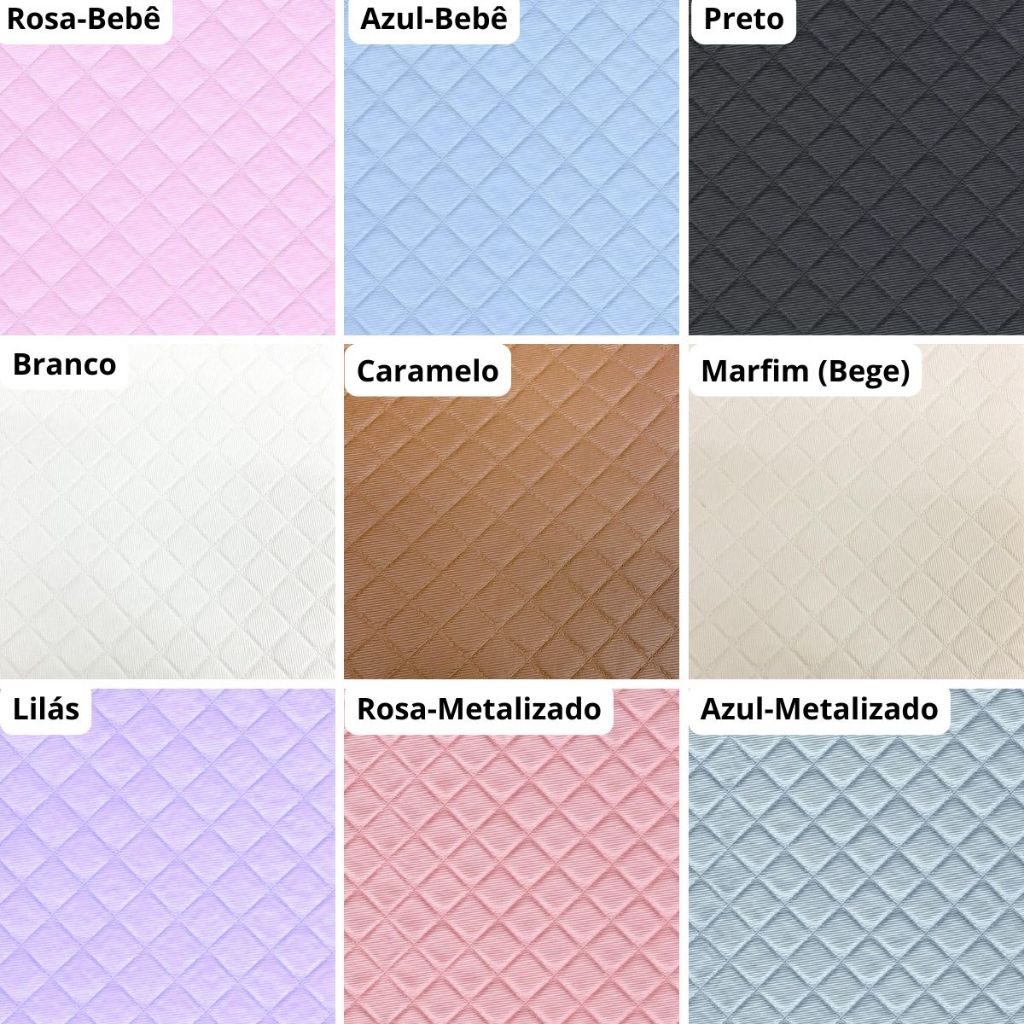 Tecido Courino Matelasse PVC Dijon Corino Para Personalizados e Artesanato 50x70cm – Várias Cores