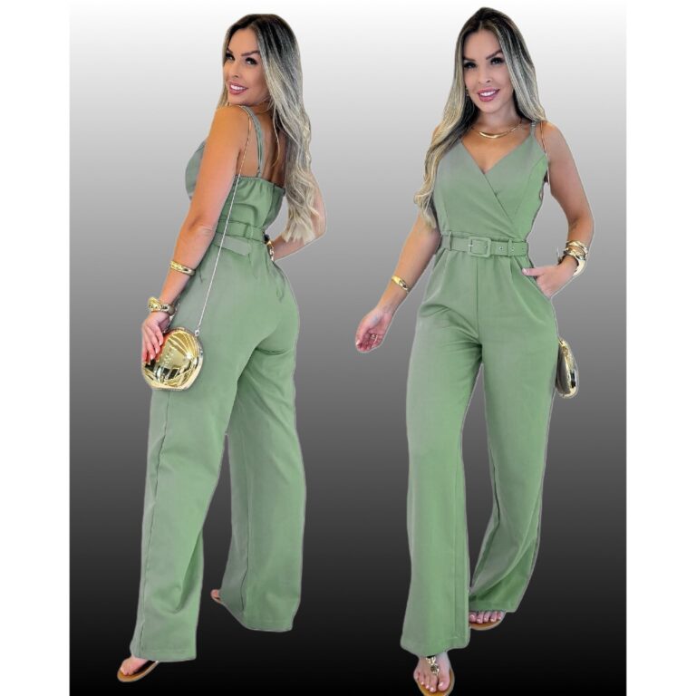 Macacão Longo Feminino Alfaiataria Social Alça F