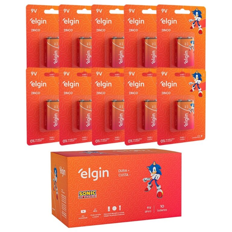 Pilhas 9v Zinco Carvão Elgin Kit 3 a 10 Cartelas