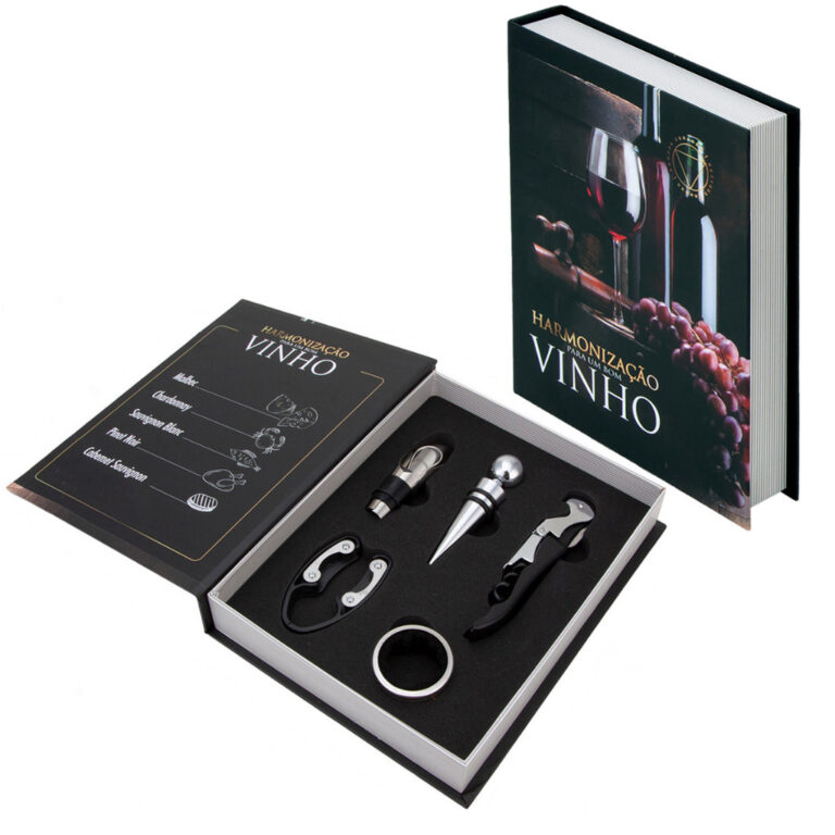 Kit 5 Peças Vinho Luxo Abridor Saca Rolhas Tampa 