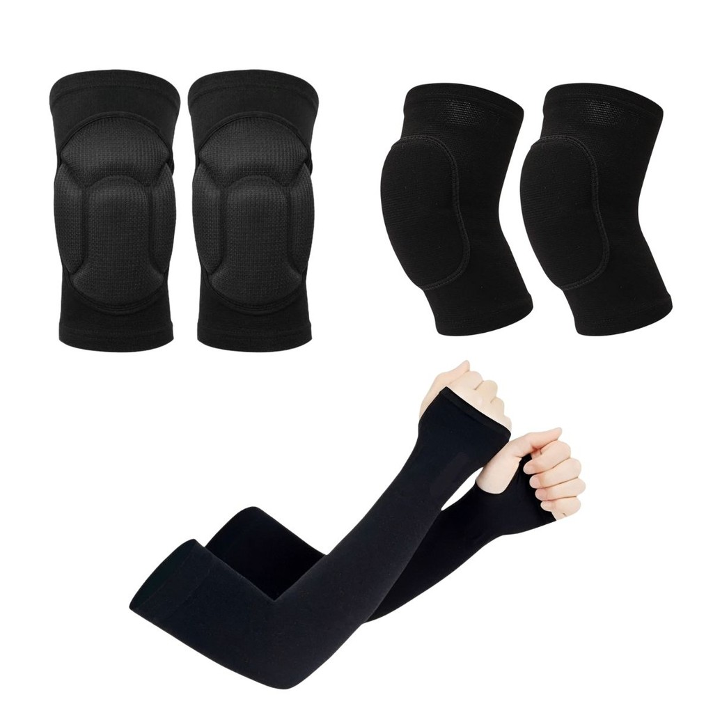 Conjunto Volei Joelheira Cotoveleira Manguito Proteção UV50+ Manga Longa Anti Impacto Esportivo