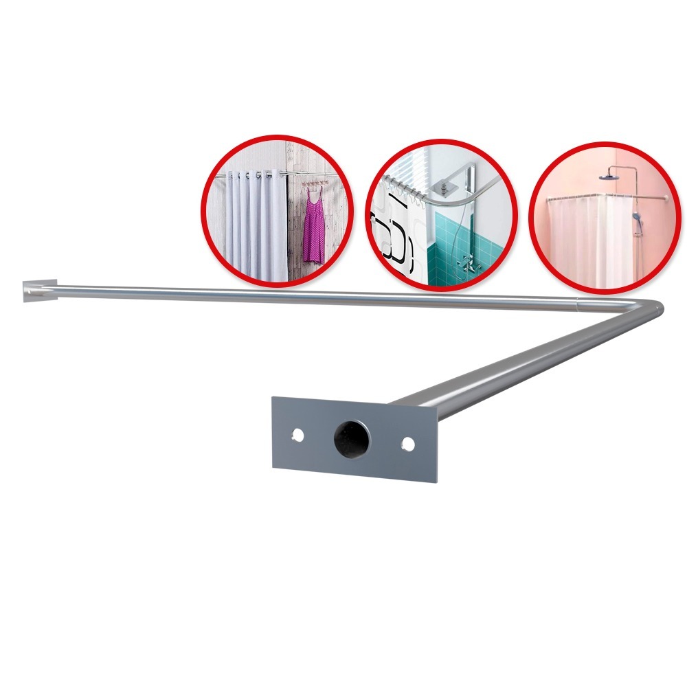 Suporte Para Cortina Box Varão em L Banheiro Não Enferruja Forte Fácil Instalação Vários Tamanhos