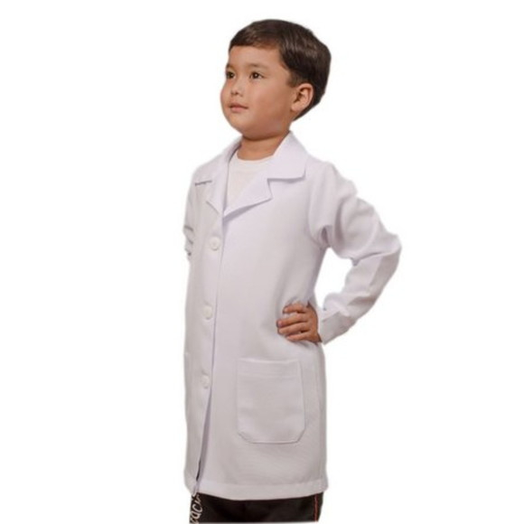 Jaleco Infantil Em Oxford Branco Mangas Longas Uni