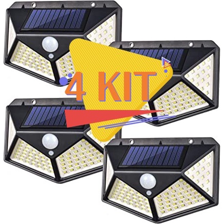 100 Leds Luminária Parede Solar Com Sensor Jardim