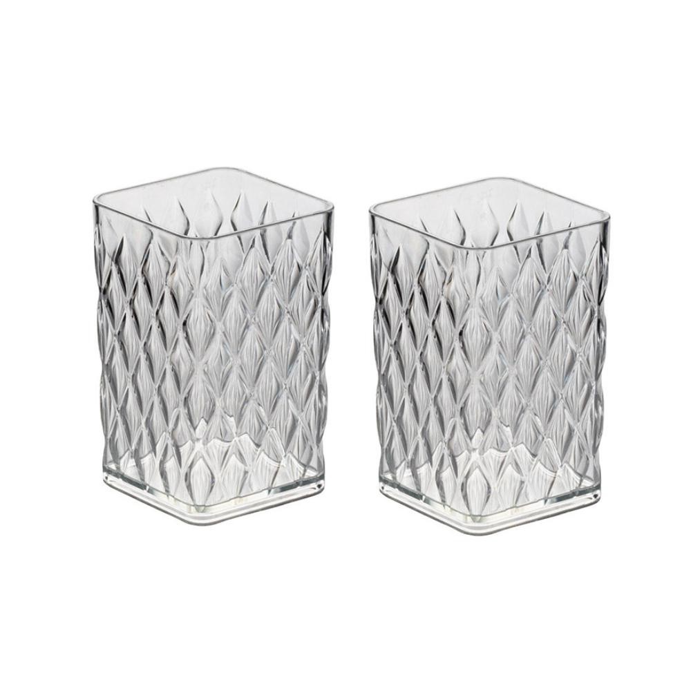 Kit Porta Escovas e Creme Dental Incolor Glamour 2 Peças Organizador Bancada Maquiagem Escritório Pl