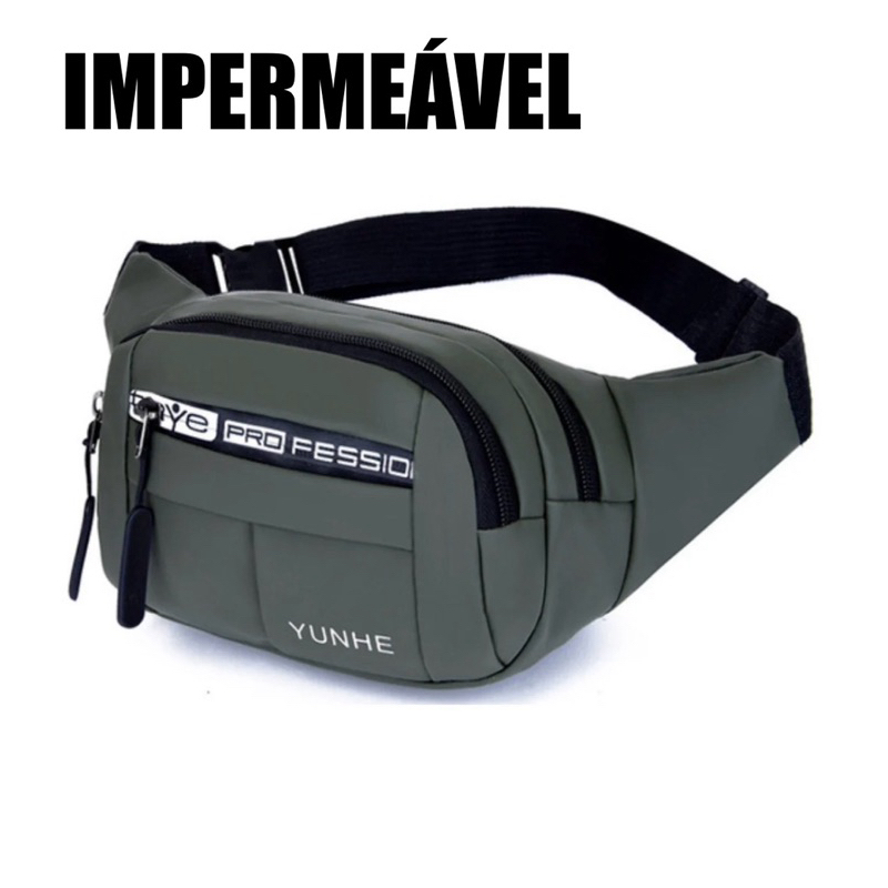 Pochete Masculino Impermeavel Multiuso Transversal ou de cintura para Motoboy feminino Emborrachada