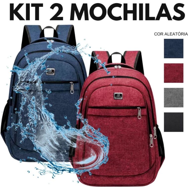 Kit 2 Mochila Unissex Impermeável Resistente Águ