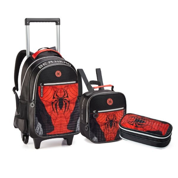 Kit Mochila Rodinha Para Meninos Spider Dark Aranh