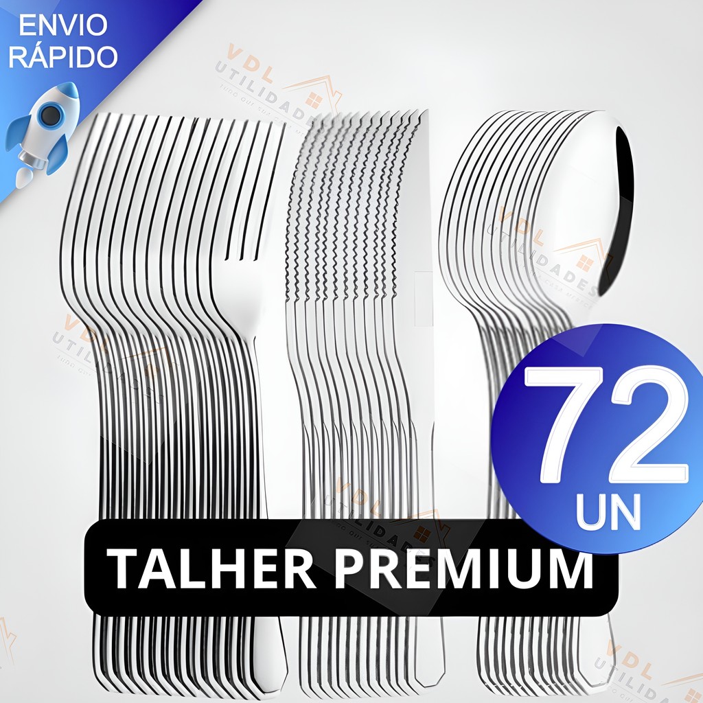 Jogo de Talheres 72/36/18 peças Aço Inox Facas Garfos de Mesa Colheres