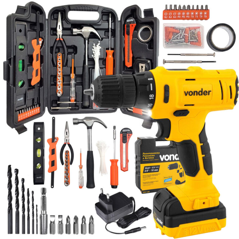 Kit Ferramentas Parafusadeira Furadeira Bivolt 127
